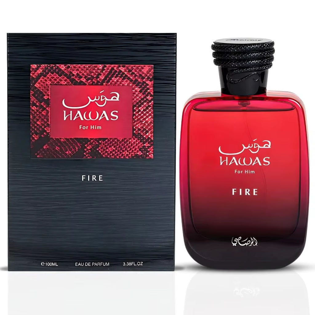 Hawas Fire Eau De Parfum Spray 100ML(3.4 Oz) - Bold Long Lasting Arabian Perfume for Men with a Fiery Essence