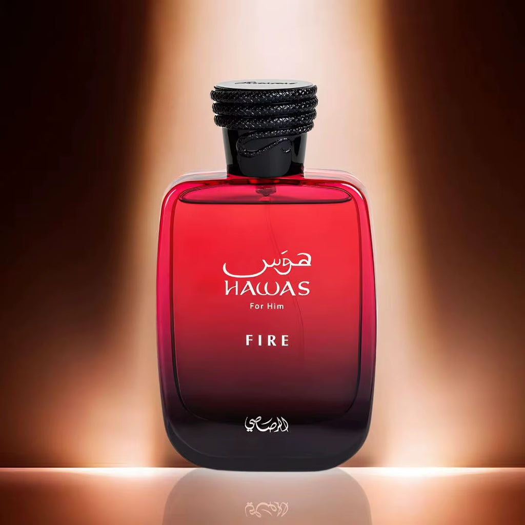 Hawas Fire Eau De Parfum Spray 100ML(3.4 Oz) - Bold Long Lasting Arabian Perfume for Men with a Fiery Essence
